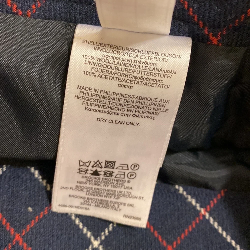 Brooks Brothers Wool Navy Plaid A-Line Skirt. Size 8